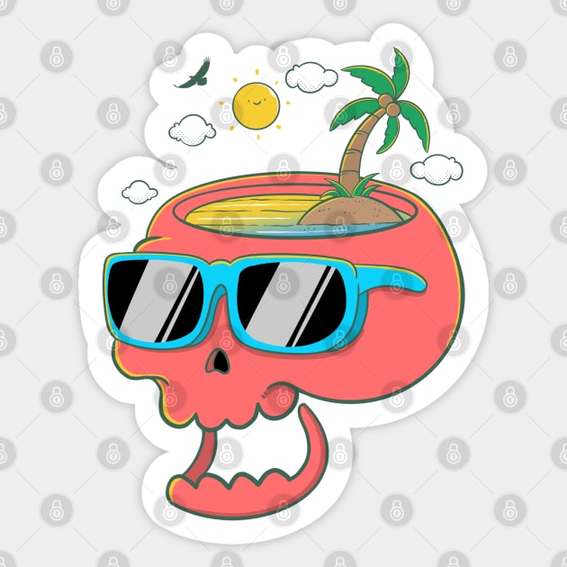 Summer Skull Sticker by Artthree Studio